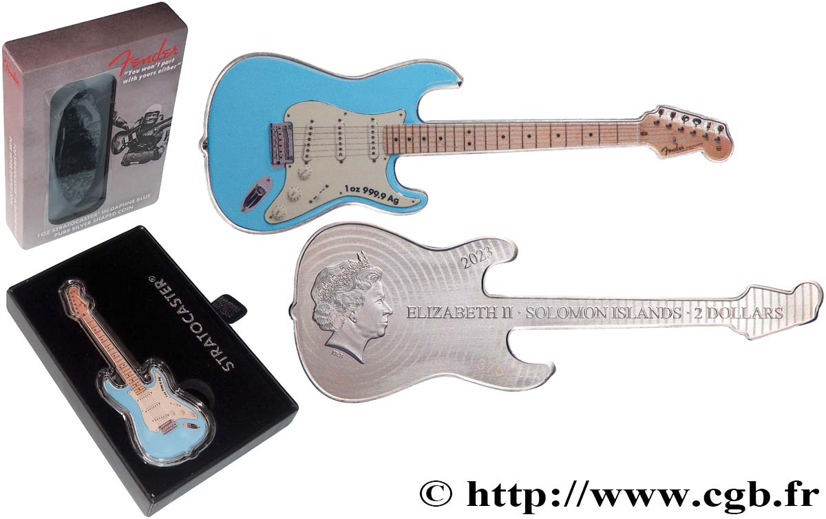 ISLAS SOLOMóN 2 Dollars Daphne Blue Fender Stratocaster 2023  FDC 