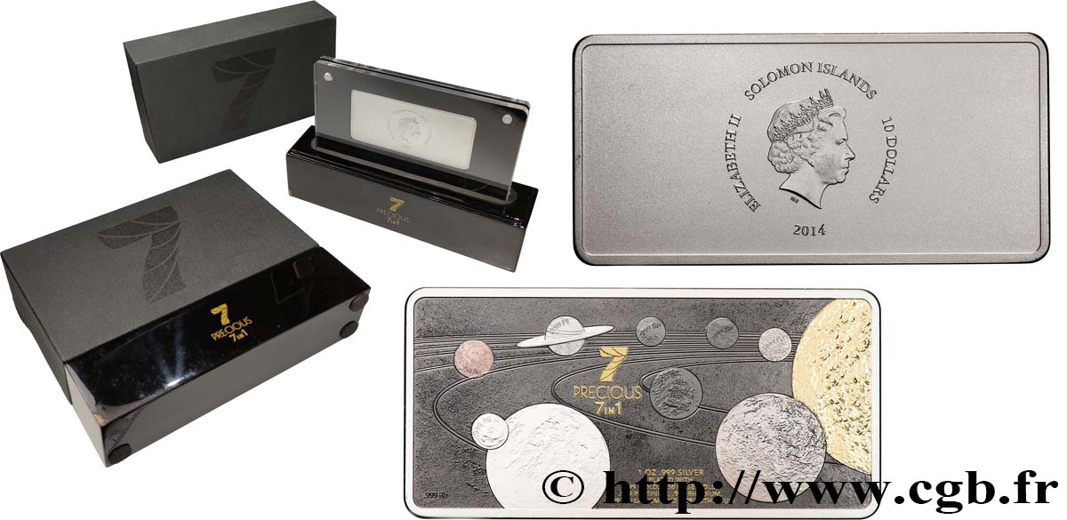 ISOLE SALAMONE 10 Dollars Proof Precious 7 in 1 - Système solaire 2015  MS 