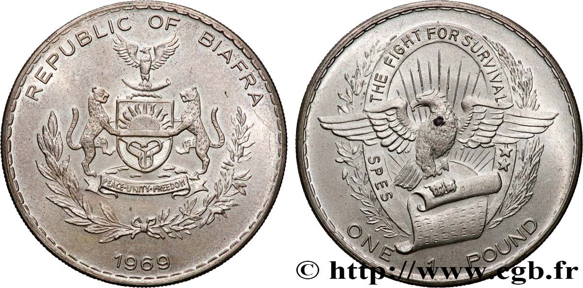 BIAFRA 1 Pound 1969  SPL 