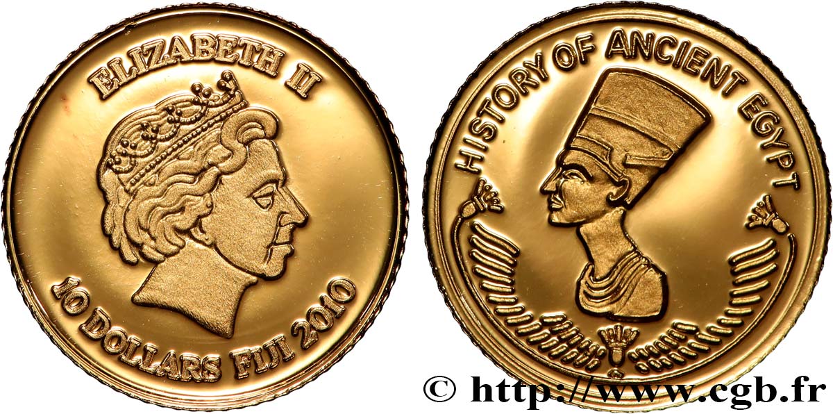 FIJI 10 Dollar Proof Néfertiti 2010 MS