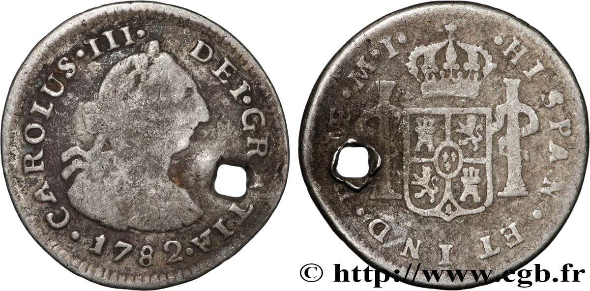 PERÚ - CARLOS III 1/2 Real  1782 Lima BC 