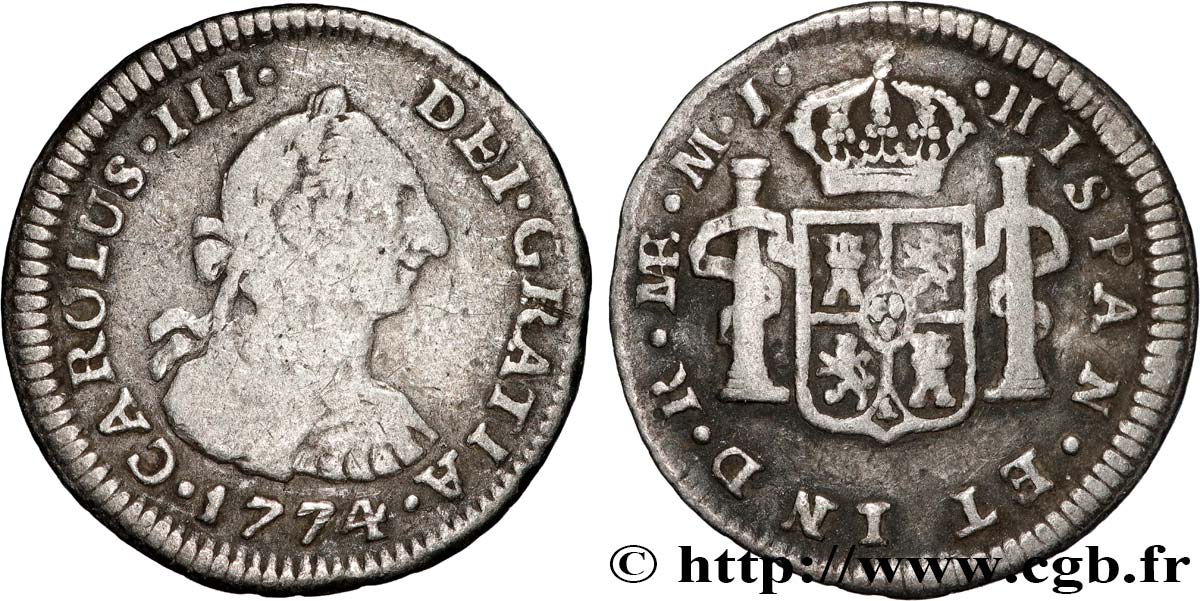 PERU - CHARLES III 1/2 Real  1774 Lima VF 