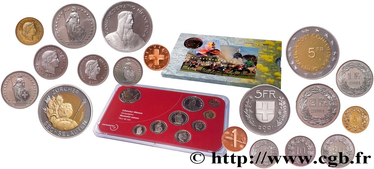 SWITZERLAND Série FDC 9 Monnaies 2001 MS