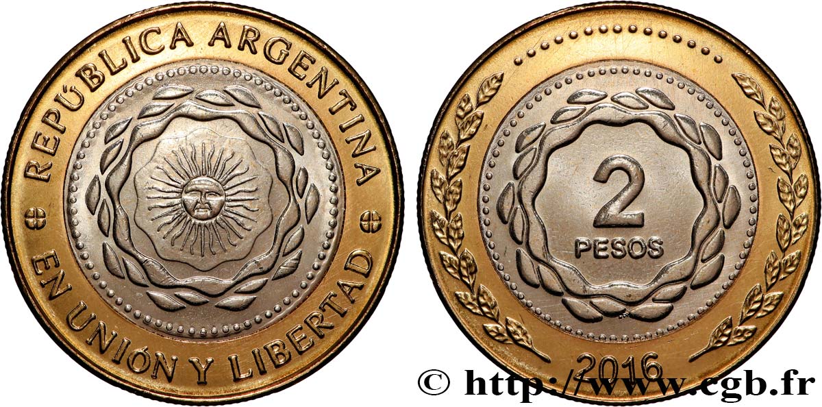 ARGENTINIEN 2 Pesos 2016  fST 