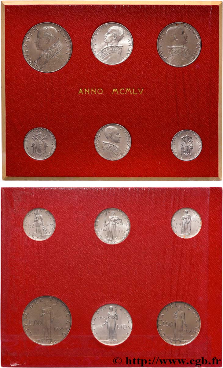 VATICANO E STATO PONTIFICIO Série 6 monnaies 1955 Rome MS