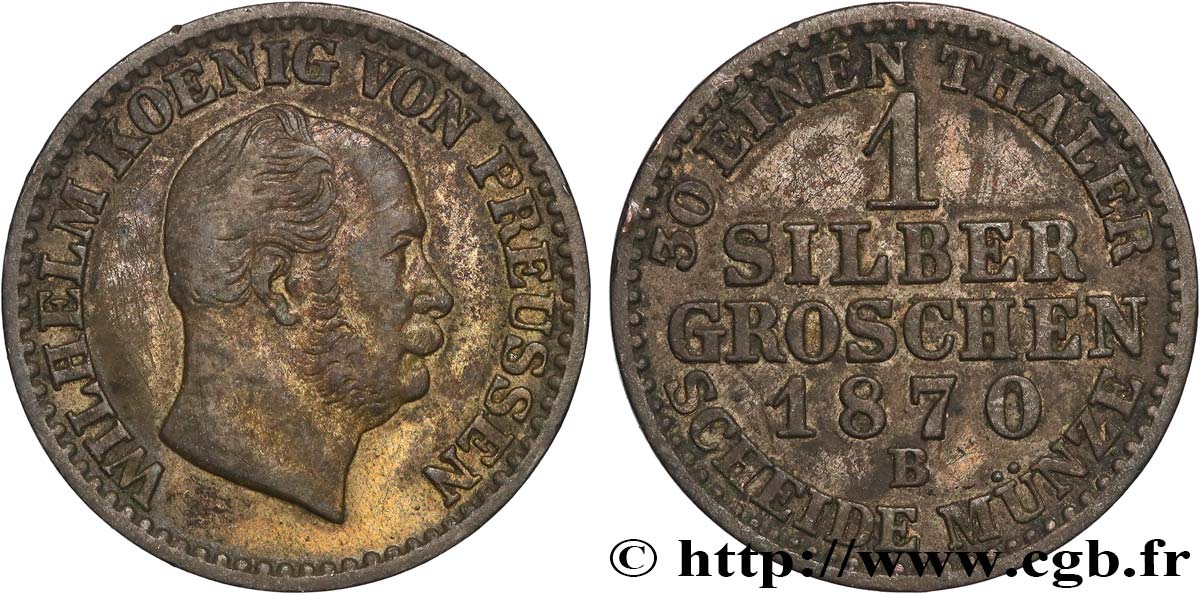 GERMANY - PRUSSIA 1 Silbergroschen Guillaume Ier 1870  VF 