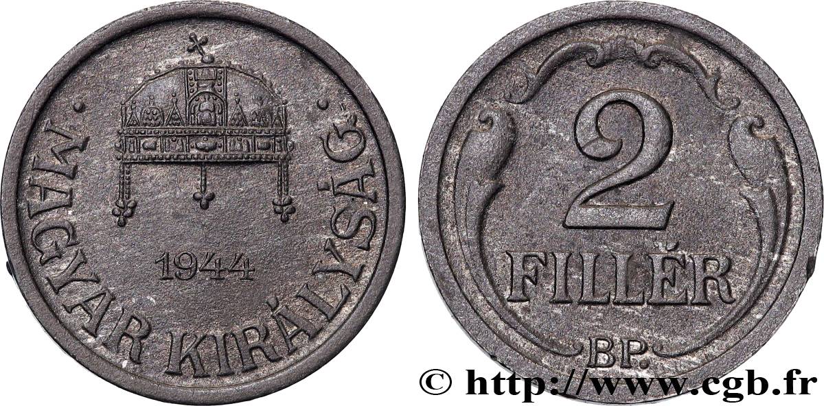 UNGARN 2 Filler couronne de Saint-Stephen 1944 Budapest fST