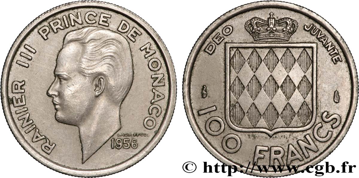 MONACO 100 Francs Rainier III 1956 Paris AU
