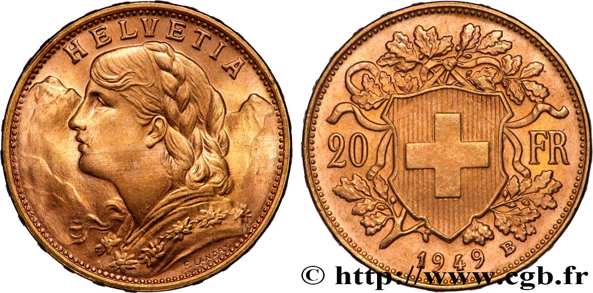 OR D INVESTISSEMENT 20 Francs or  Vreneli  1949 Berne SUP 