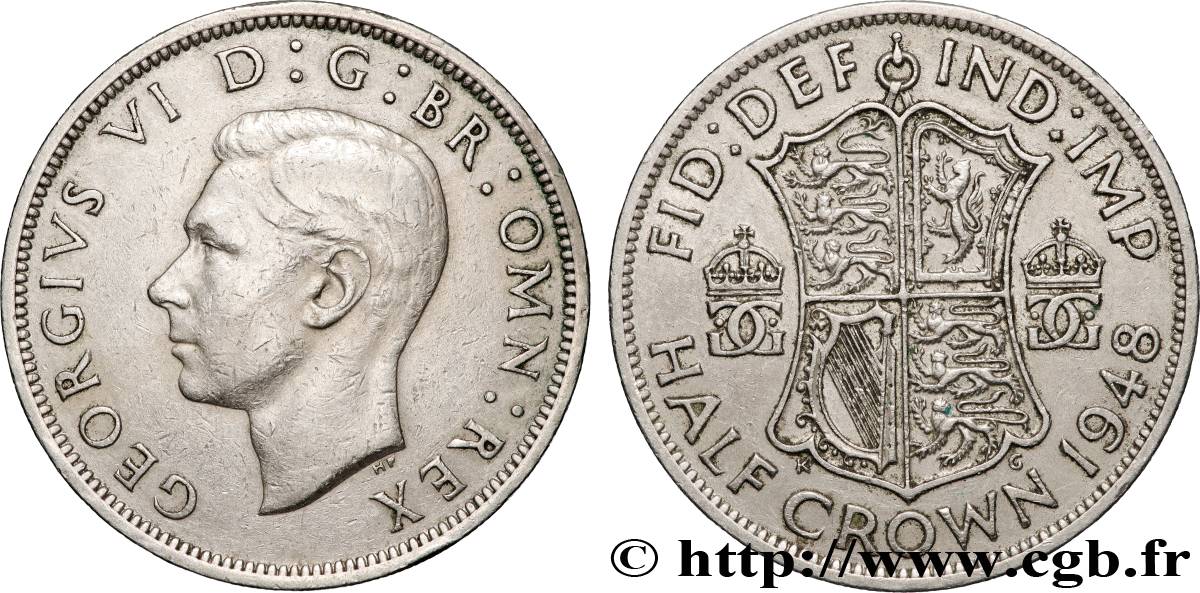 ROYAUME-UNI 1/2 Crown Georges VI 1948 TTB