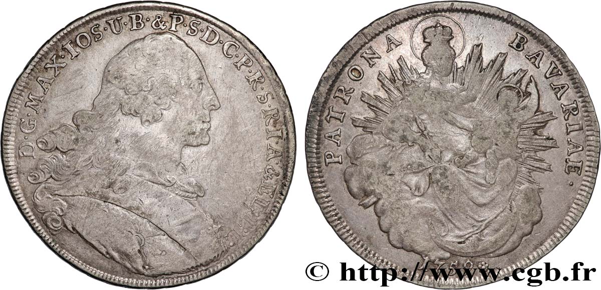 ALEMANIA - BAVIERA 1 Thaler Maximilien III  1759 Munich BC+ 