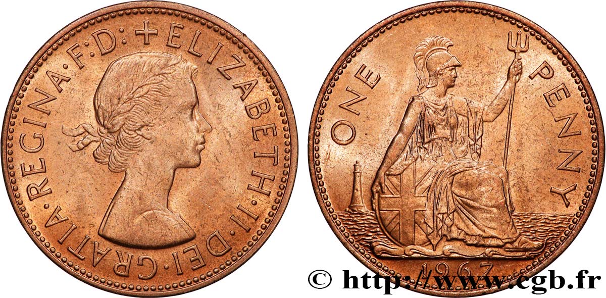 ROYAUME-UNI 1 Penny Elisabeth II 1967 Londres SPL