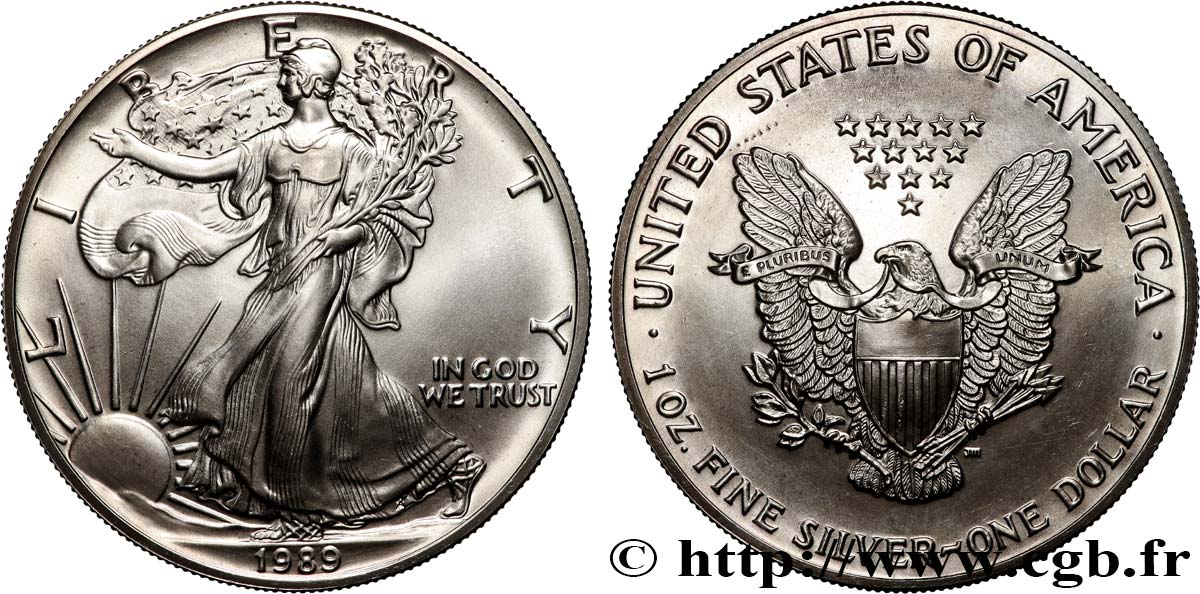 ÉTATS-UNIS D AMÉRIQUE 1 Dollar type Silver Eagle 1989 Philadelphie SPL