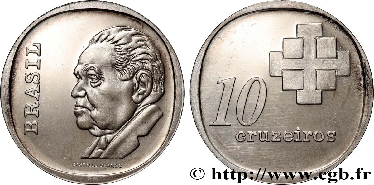 BRASILE 10 Cruzeiros 10 ans de la banque centrale 1975  SPL 