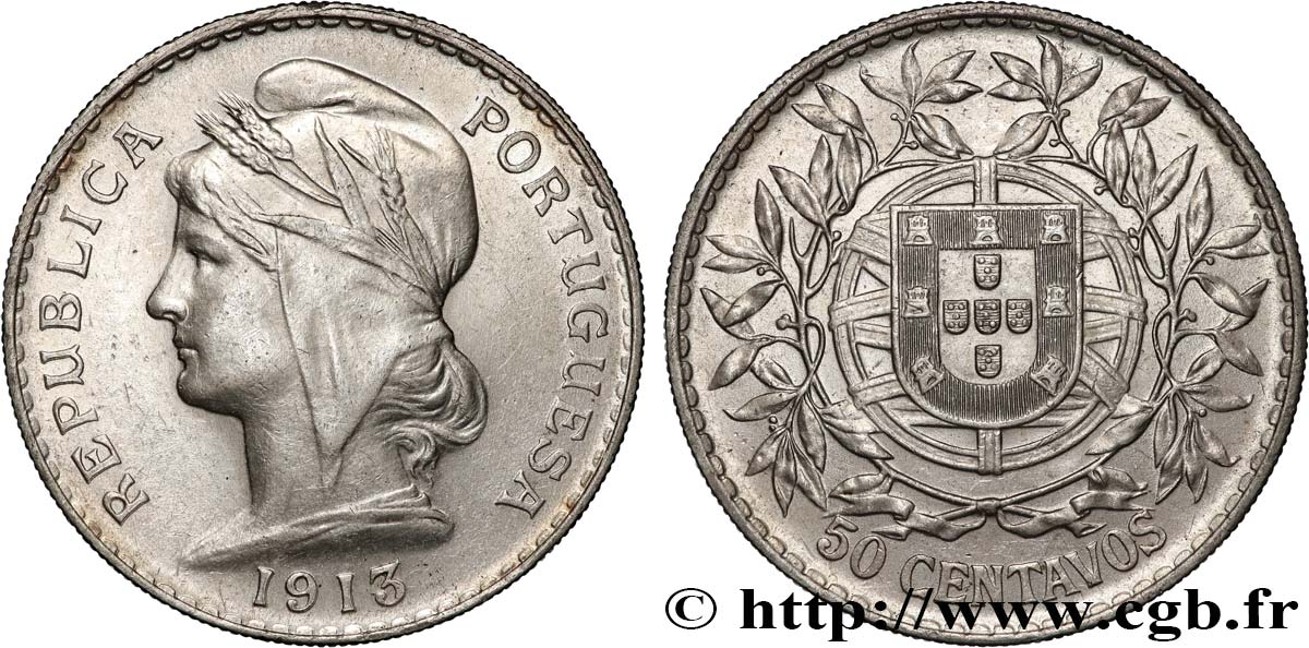 PORTUGAL 50 Centavos 1913  TTB+ 
