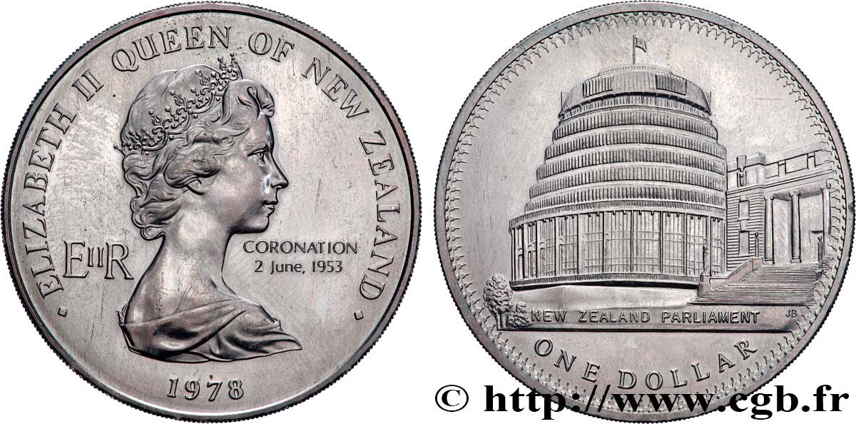 NEW ZEALAND 1 Dollar 25e anniversaire du couronnement d’Elisabeth II 1978 Royal British Mint MS 