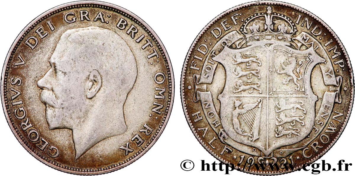 ROYAUME-UNI 1/2 Crown Georges V 1921 TB