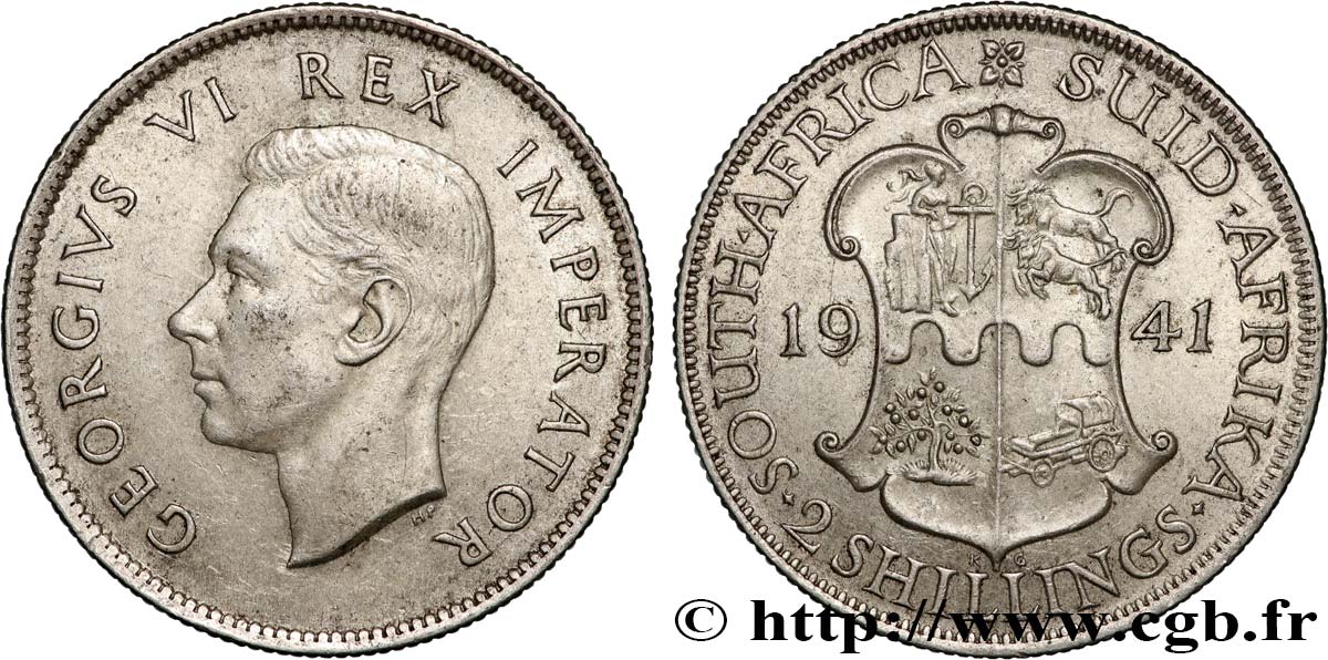 SOUTH AFRICA 2 Shillings Georges VI 1941 Pretoria XF 
