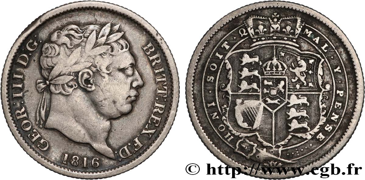 GRANDE-BRETAGNE - GEORGES III 1 Shilling  1816  TTB 