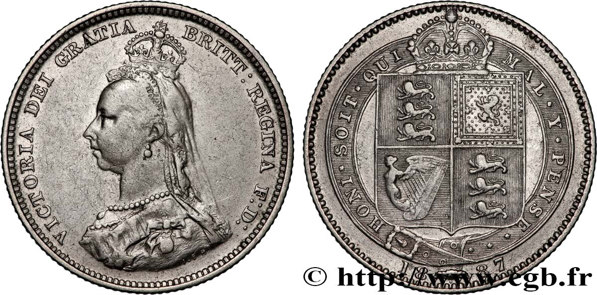 VEREINIGTEN KÖNIGREICH 1 Shilling Victoria buste du jubilé 1887 SS