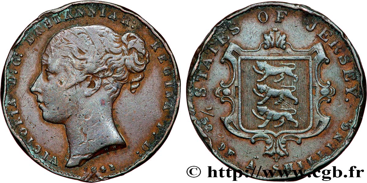 JERSEY 1/52 Shilling Victoria 1841 VF