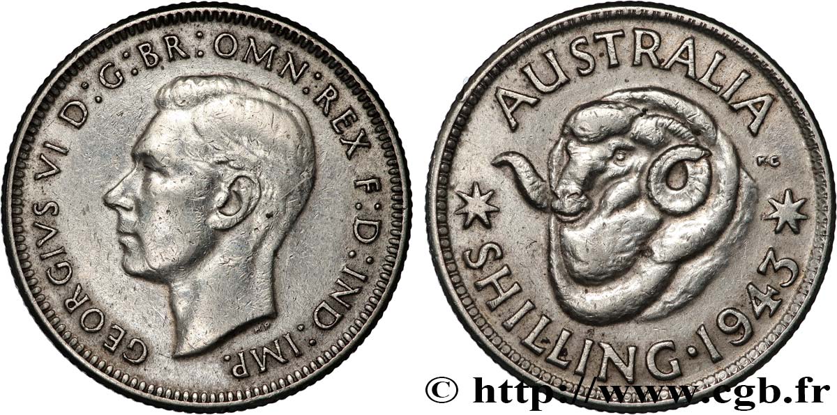 AUSTRALIA 1 Shilling Georges VI 1943 Melbourne MBC+ 