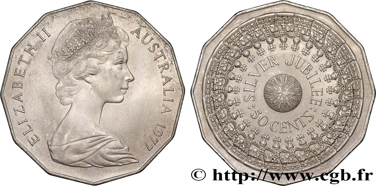 AUSTRALIEN 50 Cents Elisabeth II / jubilé d’argent 1977  VZ 