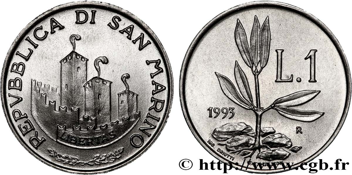 SAINT-MARIN 1 Lire 1993 Rome SPL 
