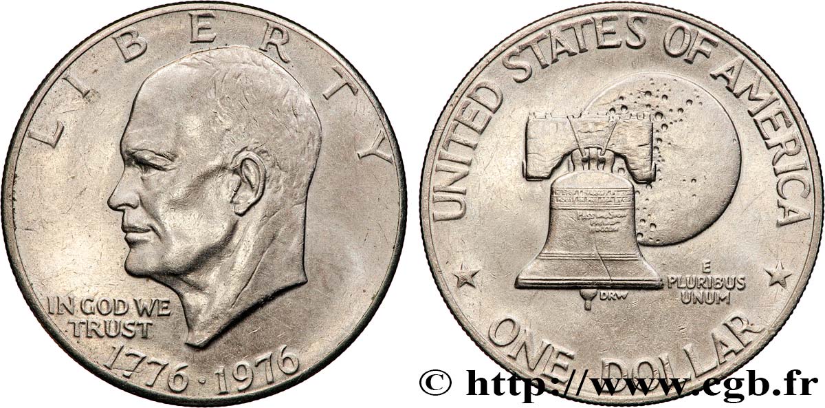 ÉTATS-UNIS D AMÉRIQUE 1 Dollar Eisenhower bicentenaire 1976 Philadelphie TTB+ 