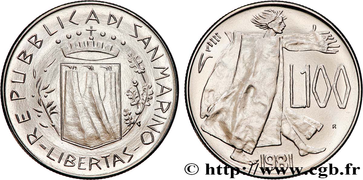 SAINT-MARIN 100 Lire la Paix 1981 Rome SPL 