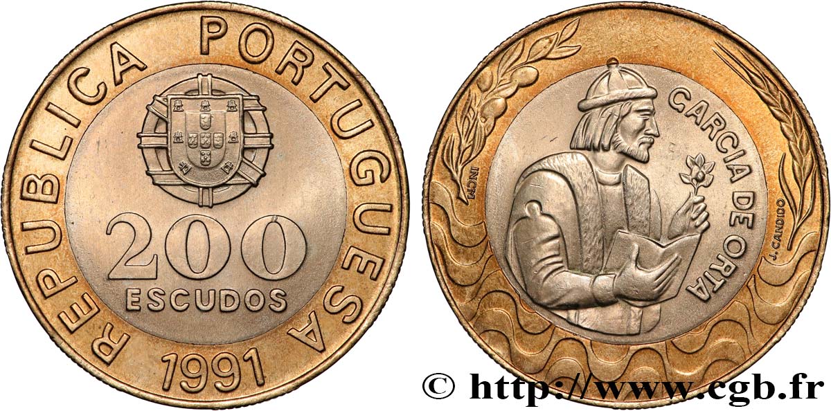 PORTUGAL 200 Escudos Garcia de Orta 1991 SUP