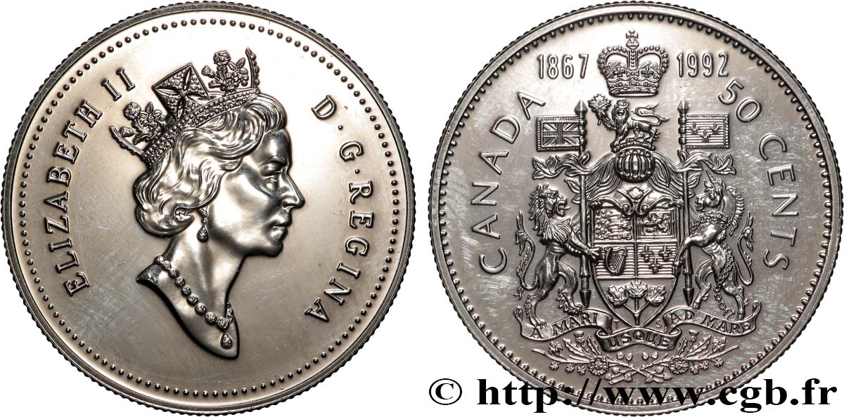 CANADA 50 Cents 125e anniversaire de la confédération canadienne 1992  MS 