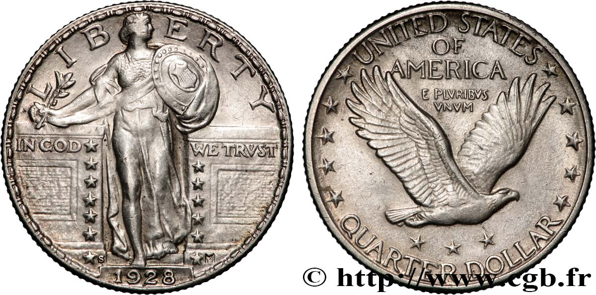 ÉTATS-UNIS D AMÉRIQUE 1/4 Dollar Liberté 1928 San Francisco - S TTB+