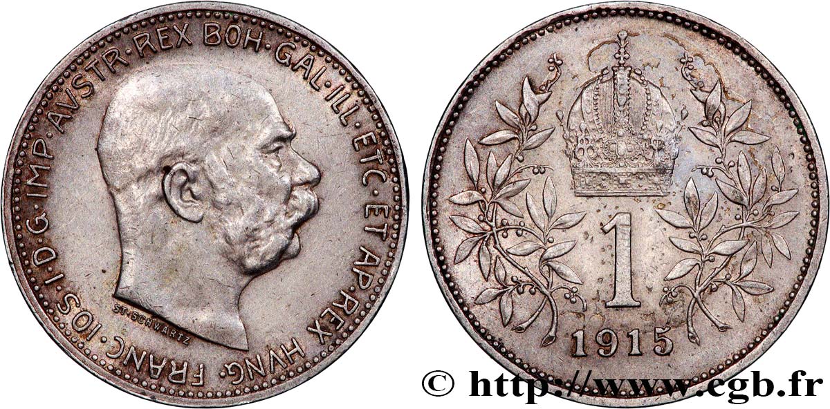 AUSTRIA 1 Corona François-Joseph Ier 1915 BB