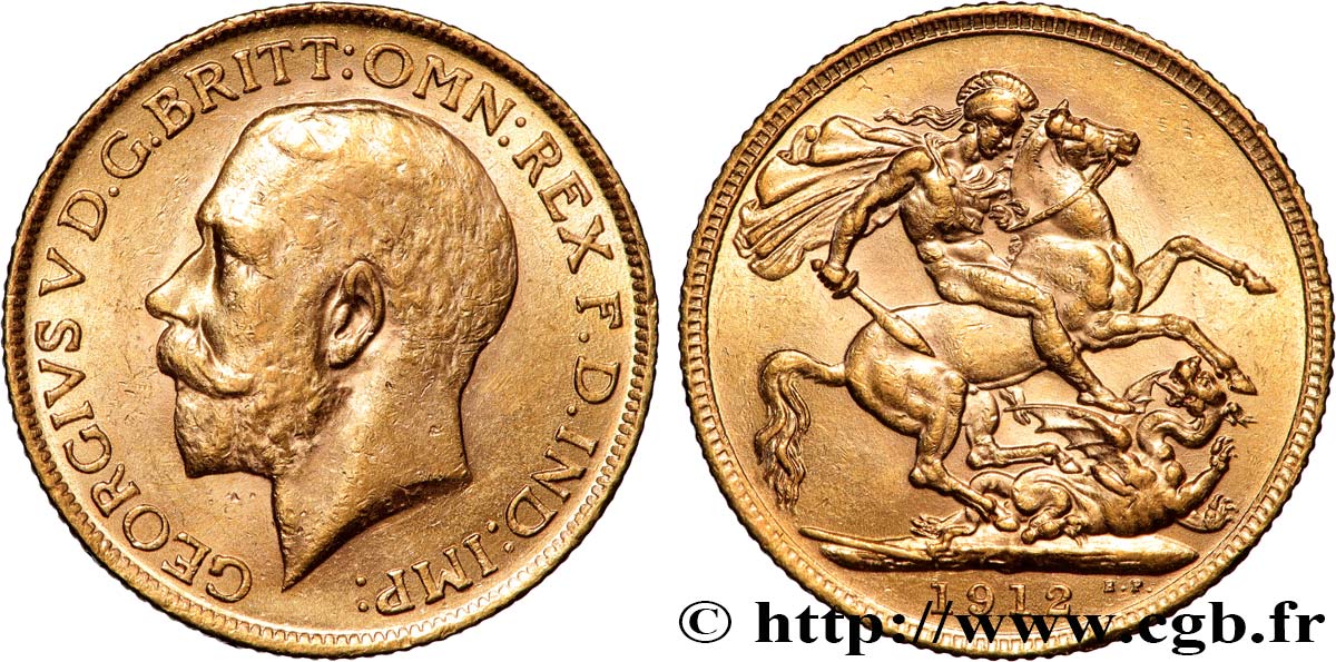 OR, PALLADIUM ET PLATINE INVESTISSEMENT 1 Souverain Georges V 1912 Londres TTB+