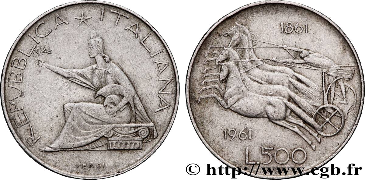 ITALIE 500 Lire Centenaire de l’Unité Italienne 1961 Rome TTB