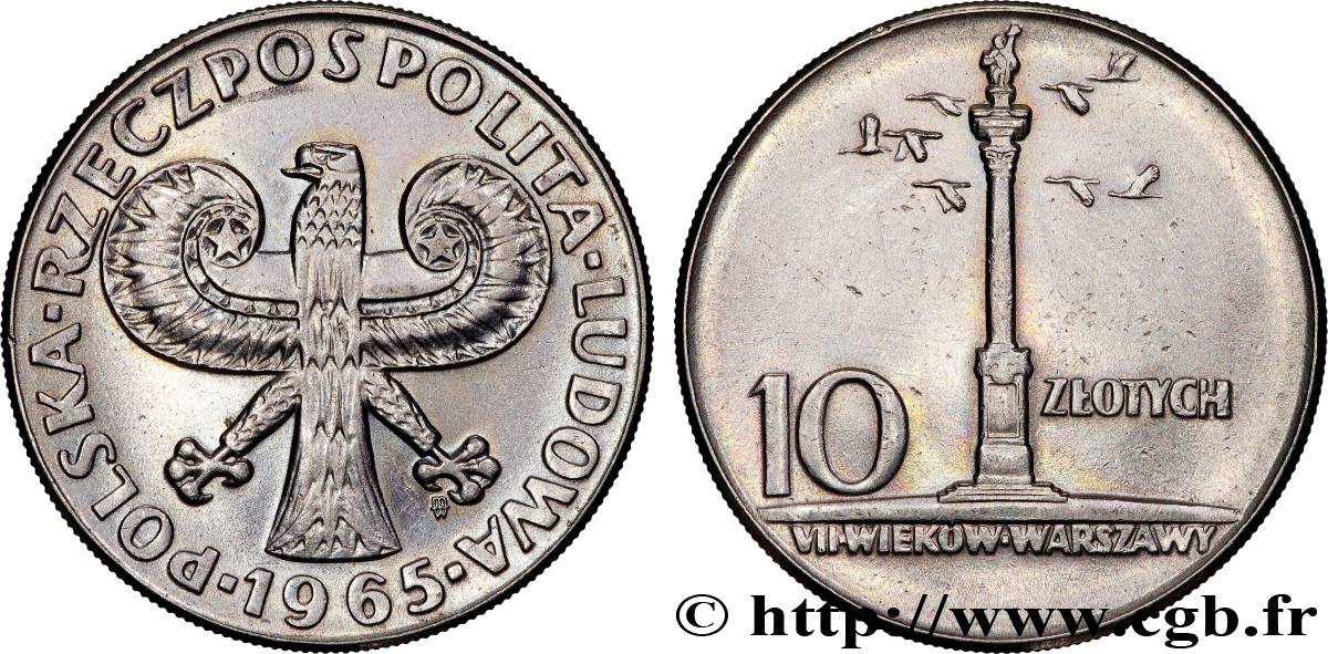 POLOGNE 10 Zlotych 700e anniversaire de Varsovie 1965 Varsovie SUP