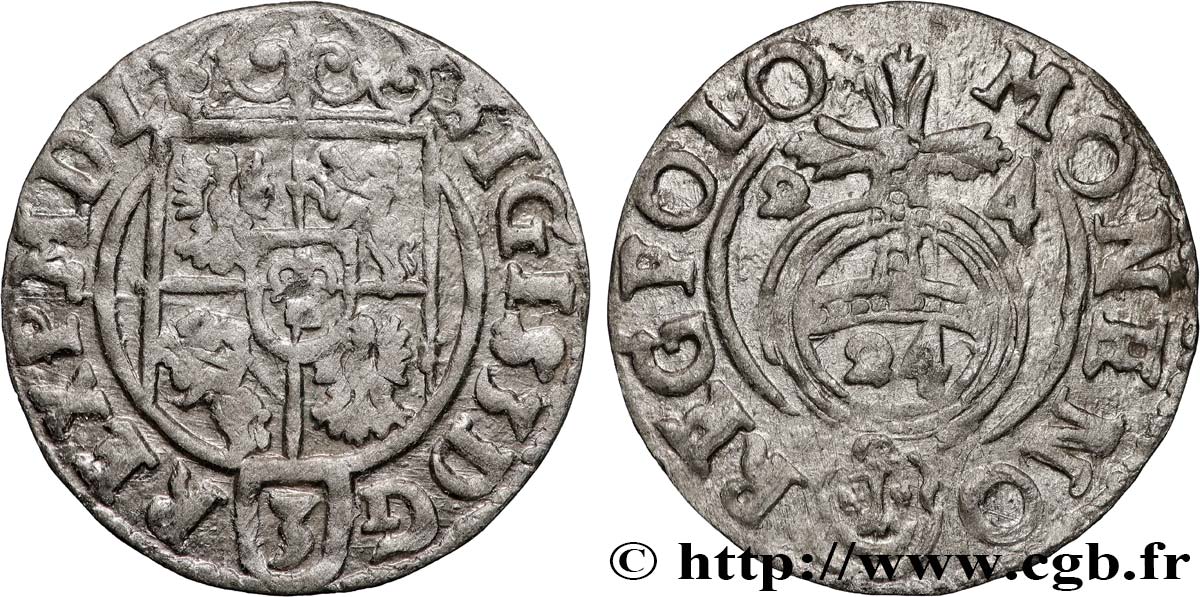 POLOGNE - ROYAUME DE POLOGNE - SIGISMOND III VASA 1 Półtorak / 3 Polker / 1/24 Thaler Sigismond III Vasa 1624 Cracovie TB+