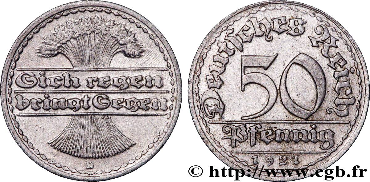 ALLEMAGNE 50 Pfennig gerbe de blé “sich regen bringt segen“ 1921 Munich - D SUP