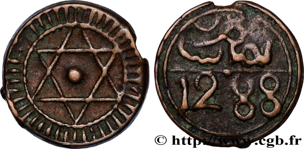 MOROCCO 4 Falus AH 1288 1871 Fès VF