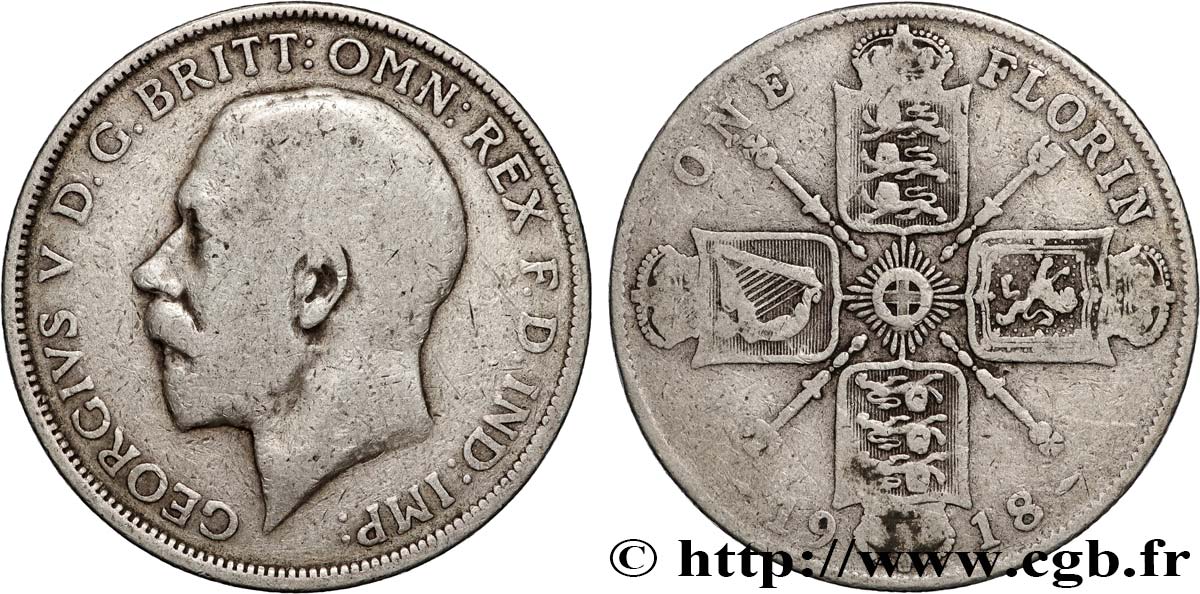 ROYAUME-UNI 1 Florin Georges V 1918 TB
