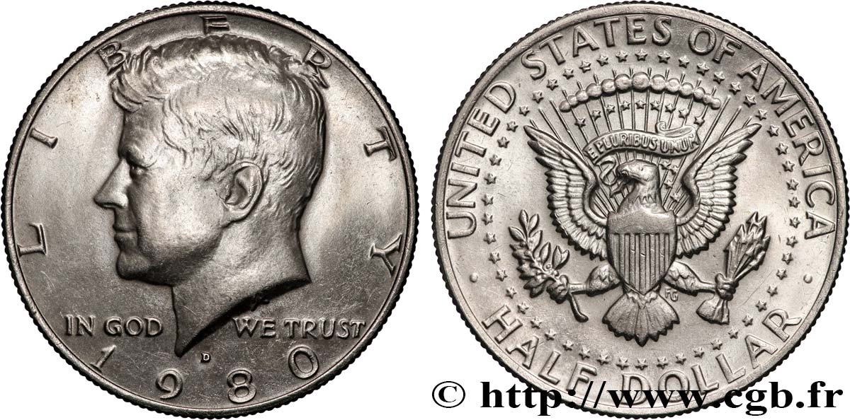 ÉTATS-UNIS D AMÉRIQUE 1/2 Dollar Kennedy 1980 Denver SUP