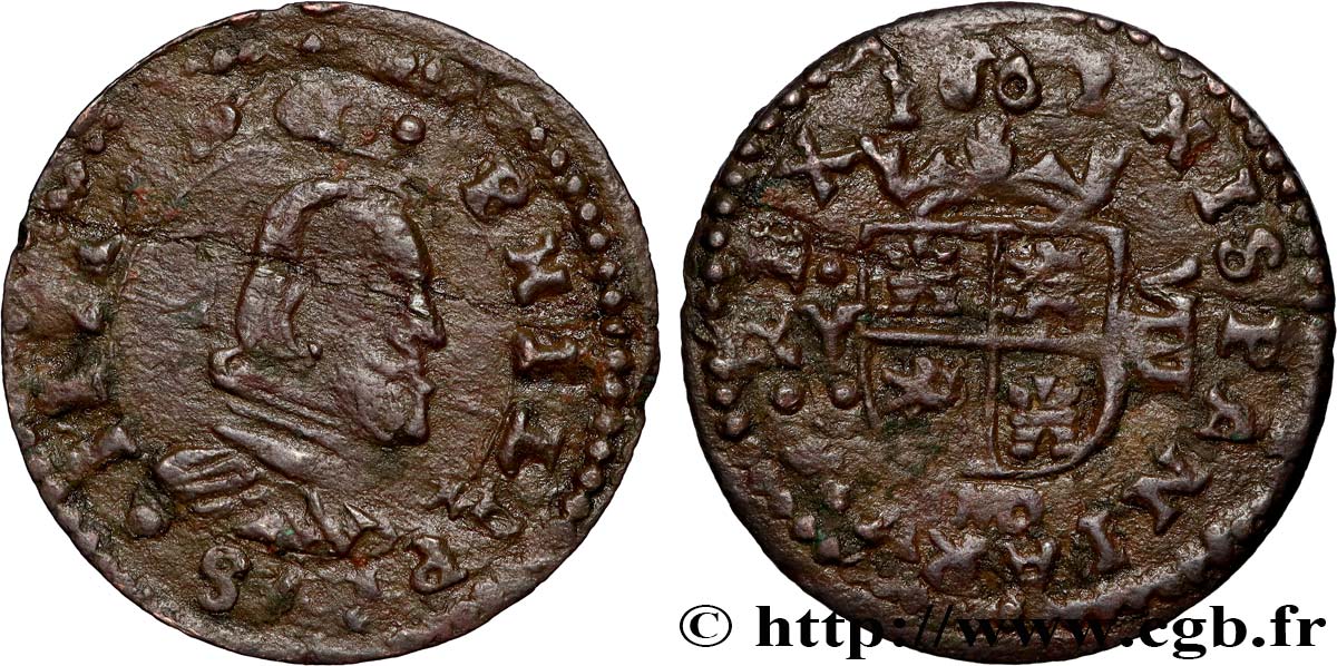 ESPAGNE - ROYAUME D ESPAGNE - PHILIPPE IV 8 Maravedis 1661 Madrid TB+