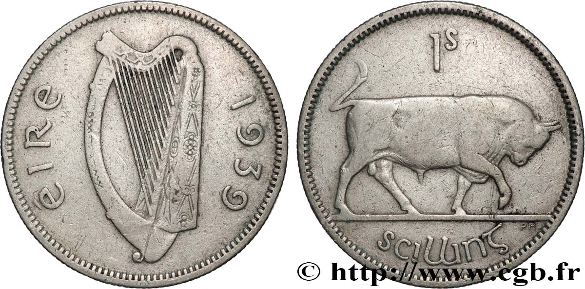 IRLANDA 1 Scilling (Shilling) 1939 BC+