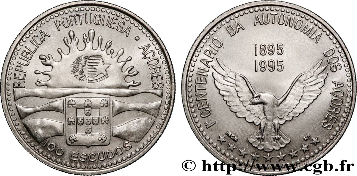 AÇORES 100 Escudos Centenaire de l’Autonomie des Açores 1995 SUP