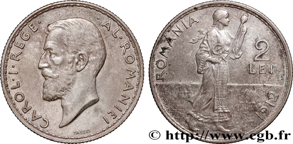 RUMÄNIEN 2 Lei Charles Ier 1912 fVZ