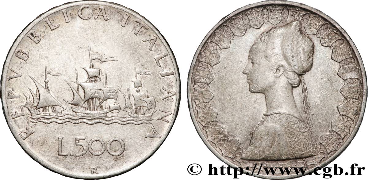 ITALIE 500 Lire “caravelles” 1958 Rome TTB+