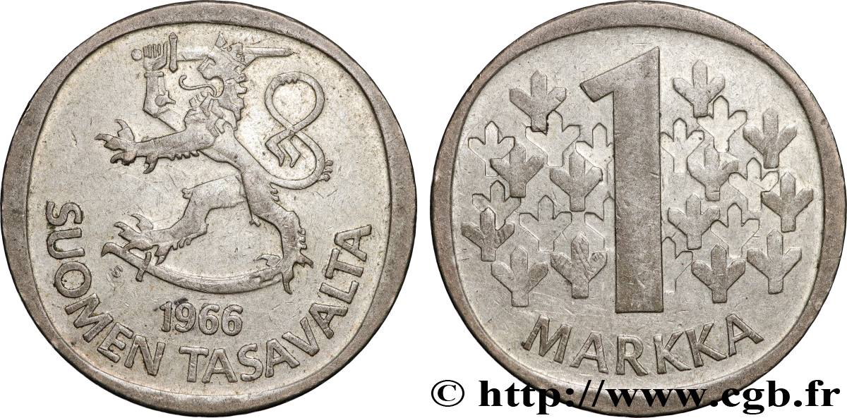 FINLAND 1 Markka 1966 Helsinki AU