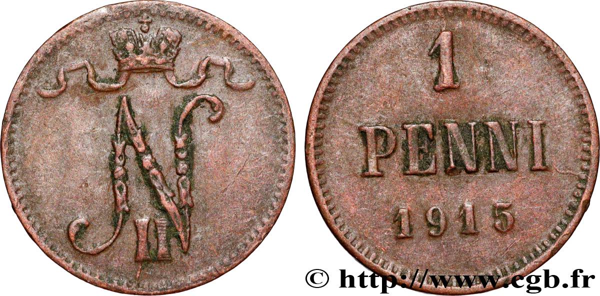 FINLANDE 1 Penni Tsar Nicolas II 1915 TTB