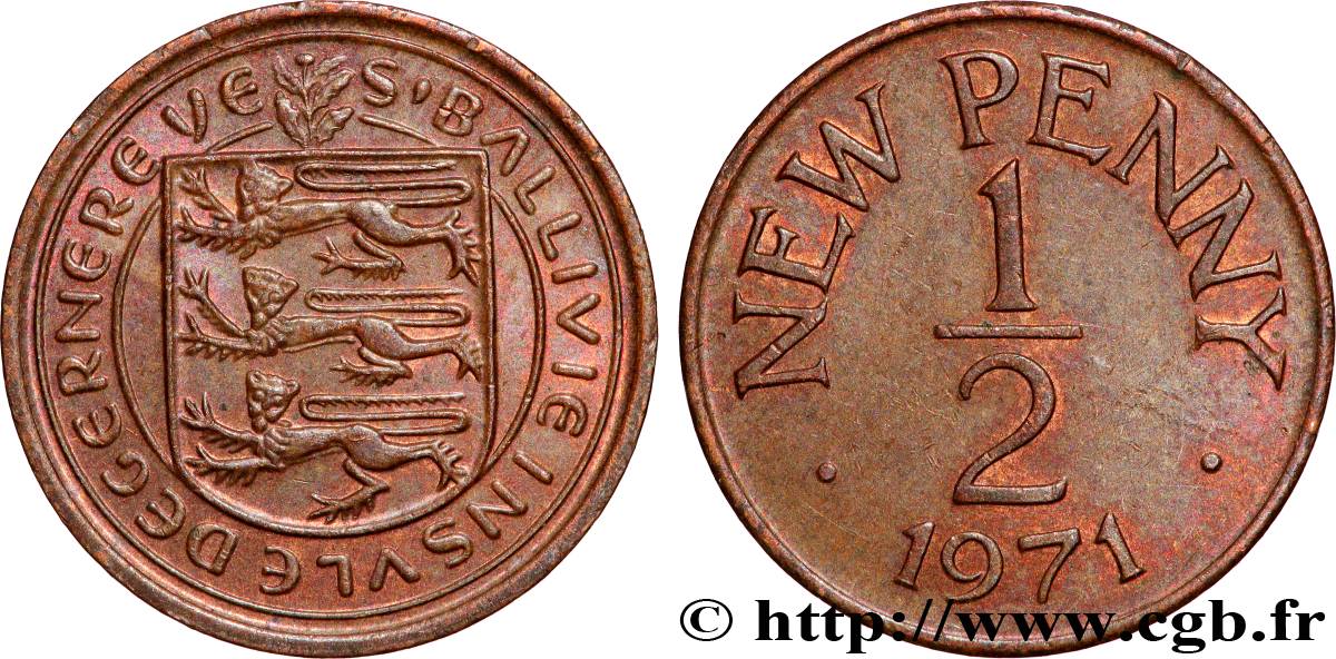 GUERNSEY 1/2 New Penny 1971 Londres VZ